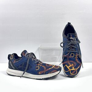 Ariat Fuse Shoes Womens Size 6.5 Navy Bit Print Equestrian Sneakers Horse Lover